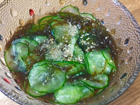 簡単ゆず風味!きゅうりともずくの酢の物